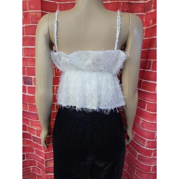 ZARA White TEXTURED TOP Crop Removable Straps Size M NEW #F - Picture 4 of 13